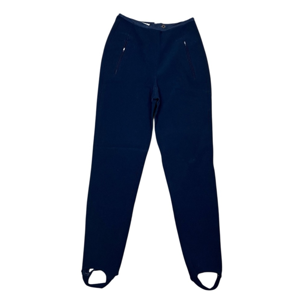 VINTAGE DKNY Navy Blue Stirrup Pants High Waisted Slim Fit Women's Size 10